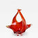 RED, AMBER, COLORED, MURANO GLASS, BASKET, BOWL, HANDLES, ITALY, 1960