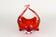 RED, AMBER, COLORED, MURANO GLASS, BASKET, BOWL, HANDLES, ITALY, 1960