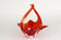RED, AMBER, COLORED, MURANO GLASS, BASKET, BOWL, HANDLES, ITALY, 1960