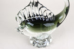 MURANO GLASS FISH SCULPTURE, OLIVE GREEN, CLEAR GLASS, ITALY, CIRCA 1970