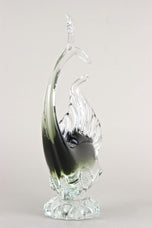 MURANO GLASS FISH SCULPTURE, OLIVE GREEN, CLEAR GLASS, ITALY, CIRCA 1970