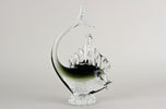 MURANO GLASS FISH SCULPTURE, OLIVE GREEN, CLEAR GLASS, ITALY, CIRCA 1970