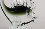 MURANO GLASS FISH SCULPTURE, OLIVE GREEN, CLEAR GLASS, ITALY, CIRCA 1970