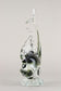 MURANO GLASS FISH SCULPTURE, OLIVE GREEN, CLEAR GLASS, ITALY, CIRCA 1970