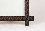 TRAMP ART, RUSTIC, PHOTO, PICTURE FRAME, HAND CARVED, AUSTRIA CIRCA 1880