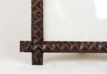 TRAMP ART, RUSTIC, PHOTO, PICTURE FRAME, HAND CARVED, AUSTRIA CIRCA 1880