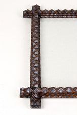 TRAMP ART, RUSTIC, PHOTO, PICTURE FRAME, HAND CARVED, AUSTRIA CIRCA 1880