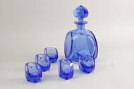 20TH CENTURY, ART DECO, DECANTER SET, LIQUOR SET, WITH 5 SHOT GLASSES, CZ, 1920
