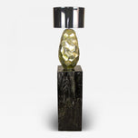 CONTEMPORARY, GOLDEN, CERAMIC TABLE LAMP