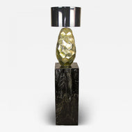 CONTEMPORARY, GOLDEN, CERAMIC TABLE LAMP