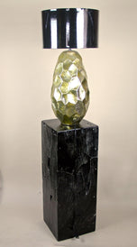 CONTEMPORARY, GOLDEN, CERAMIC TABLE LAMP