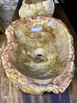 CONTEMPORARY, PETRIFIED WOOD SINK, BEIGE, BROWN, YELLOW, PINK, 2024