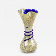 MID CENTURY MODERN, MURANO GLASS, VASE, BLUE GLASS THREAD, ITALY, 1970S