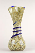 MID CENTURY MODERN, MURANO GLASS, VASE, BLUE GLASS THREAD, ITALY, 1970S