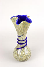 MID CENTURY MODERN, MURANO GLASS, VASE, BLUE GLASS THREAD, ITALY, 1970S