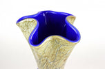 MID CENTURY MODERN, MURANO GLASS, VASE, BLUE GLASS THREAD, ITALY, 1970S
