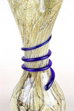 MID CENTURY MODERN, MURANO GLASS, VASE, BLUE GLASS THREAD, ITALY, 1970S