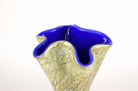 MID CENTURY MODERN, MURANO GLASS, VASE, BLUE GLASS THREAD, ITALY, 1970S