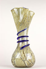 MID CENTURY MODERN, MURANO GLASS, VASE, BLUE GLASS THREAD, ITALY, 1970S