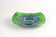 GREEN, BLUE, MURANO GLASS BOWL, HANDPAINTED, ITALY, CIRCA 1970