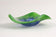 GREEN, BLUE, MURANO GLASS BOWL, HANDPAINTED, ITALY, CIRCA 1970
