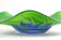 GREEN, BLUE, MURANO GLASS BOWL, HANDPAINTED, ITALY, CIRCA 1970