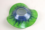 GREEN, BLUE, MURANO GLASS BOWL, HANDPAINTED, ITALY, CIRCA 1970