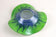GREEN, BLUE, MURANO GLASS BOWL, HANDPAINTED, ITALY, CIRCA 1970