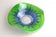 GREEN, BLUE, MURANO GLASS BOWL, HANDPAINTED, ITALY, CIRCA 1970