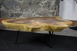 ORGANIC MODERN SUAR TREE COFFEE TABLE, BLACK METAL FEET