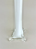 20TH CENTURY, ITALY, MURANO GLASS, LONG NECK VASE, WHITE CLEAR