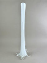 20TH CENTURY, ITALY, MURANO GLASS, LONG NECK VASE, WHITE CLEAR
