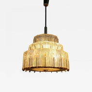 MID CENTURY, MODERN, THREE-TIER, GLASS, CHANDELIER