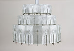 MID CENTURY, MODERN, THREE-TIER, GLASS, CHANDELIER