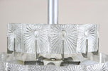 MID CENTURY, MODERN, THREE-TIER, GLASS, CHANDELIER
