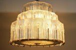 MID CENTURY, MODERN, THREE-TIER, GLASS, CHANDELIER