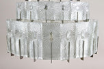 MID CENTURY, MODERN, THREE-TIER, GLASS, CHANDELIER