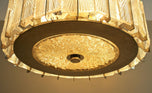 MID CENTURY, MODERN, THREE-TIER, GLASS, CHANDELIER