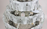 MID CENTURY, MODERN, THREE-TIER, GLASS, CHANDELIER
