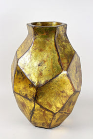 CONTEMPORARY, GILT CERAMIC VASE, 21TH CENTURY, MODERN ORGANIC STYLE