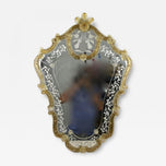 MID CENTURY, ITALY, MURANO GLASS WALL MIRROR, GILT GLASS FLOWERS, 1950