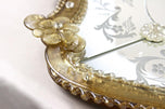 MID CENTURY, ITALY, MURANO GLASS WALL MIRROR, GILT GLASS FLOWERS, 1950