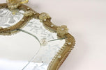 MID CENTURY, ITALY, MURANO GLASS WALL MIRROR, GILT GLASS FLOWERS, 1950