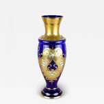 19TH CENTURY, CZECH REPUBLIC, COBALT BLUE, GILT GLASS VASE, ENAMEL PAINTINGS, CA 1890
