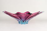 MID CENTURY, ITALY, MURANO GLASS, BOWL, PURPLE, BLUE