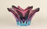 MID CENTURY, ITALY, MURANO GLASS, BOWL, PURPLE, BLUE