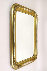 GILT, 19TH CENTURY, AUSTRIA, WALL MIRROR, STUCCO WORKS, ROUNDED CORNERS, CA 1840