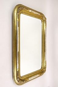 GILT, 19TH CENTURY, AUSTRIA, WALL MIRROR, STUCCO WORKS, ROUNDED CORNERS, CA 1840