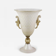 21ST CENTURY, ITALY, MURANO GLASS URN VASE, GOLD FLAKES, GABBANI