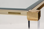 MID CENTURY MODERN, FRANCE, LUCITE, BRASS, COFFEE TABLE